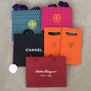 Tory Burch, Chanel, Hermès & Ferragamo Paper bags